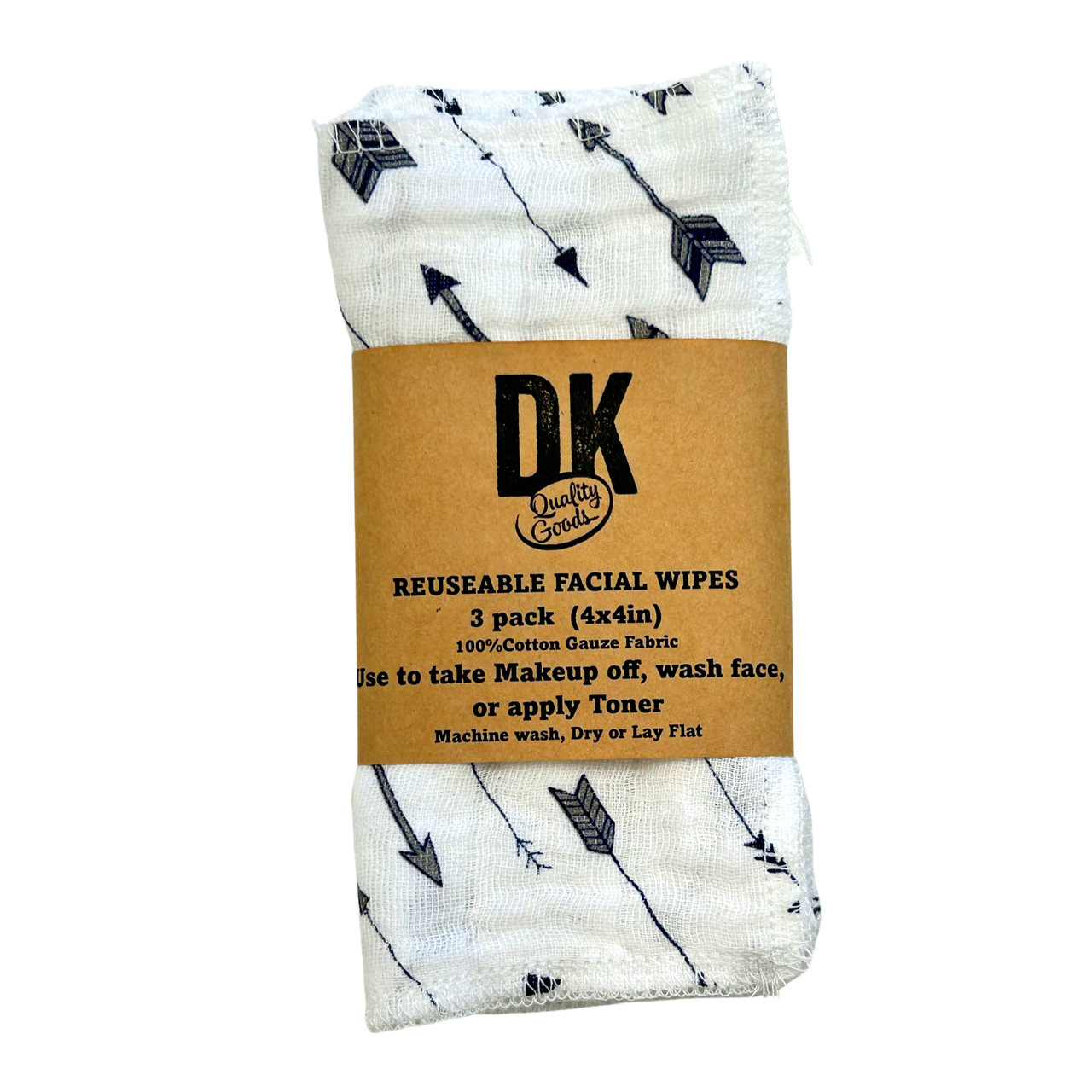 3 Pack Reusable Facial Wipes: Blue Arrows