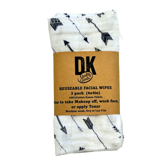 3 Pack Reusable Facial Wipes: Blue Arrows