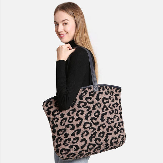 Luxury Soft Leopard Print Tote Bag