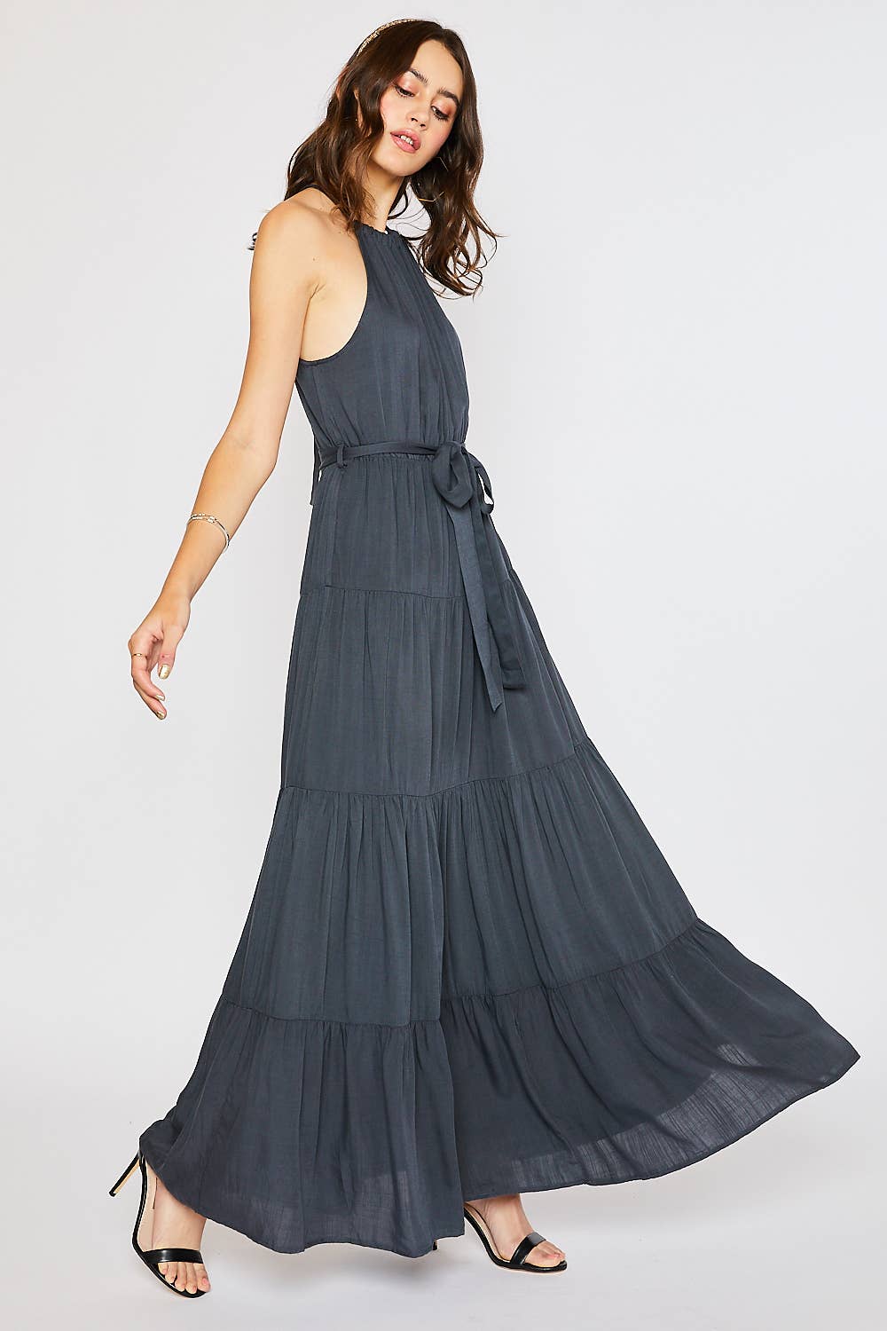 HALTER TIERED MAXI DRESS