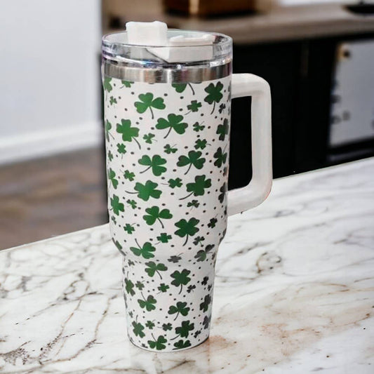 St Patricks Clover Printed 40oz Stainless Steel Tumbler