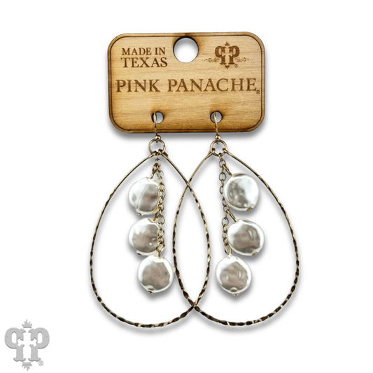 Coin Pearl Teardrop Earrings