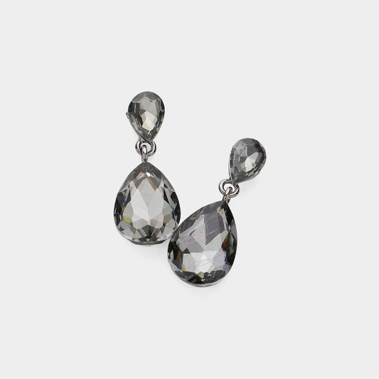 Glass Crystal Teardrop Dangle Earrings