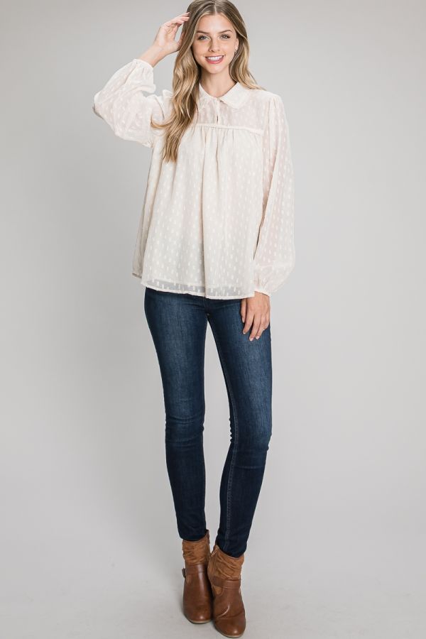 Allie Rose Champagne with Gold Accents Blouse