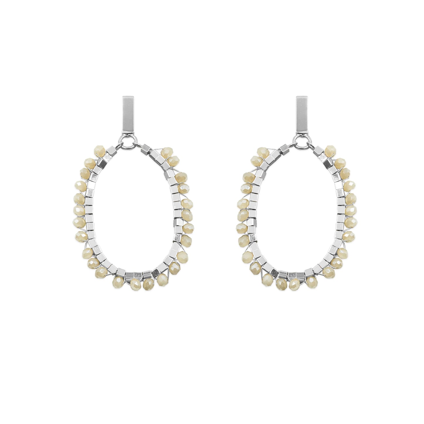 Kinsley Armelle-Glam Collection Silver Khaki Earrings