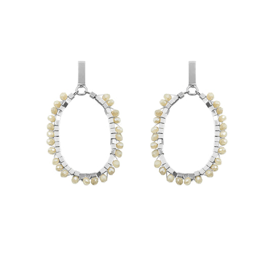 Kinsley Armelle-Glam Collection Silver Khaki Earrings