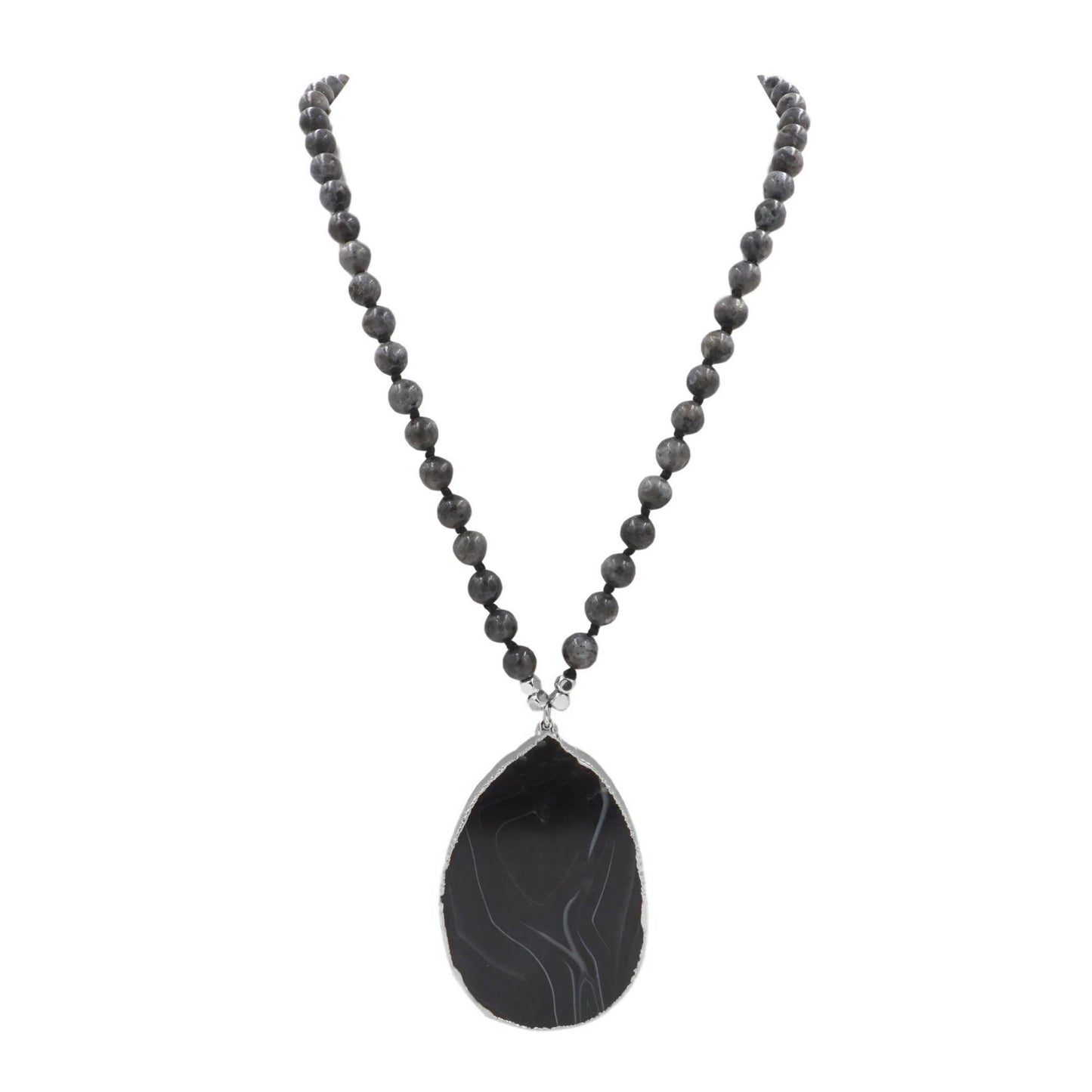 Kinsley Armelle-Onyx Collection Silver Slade Necklace