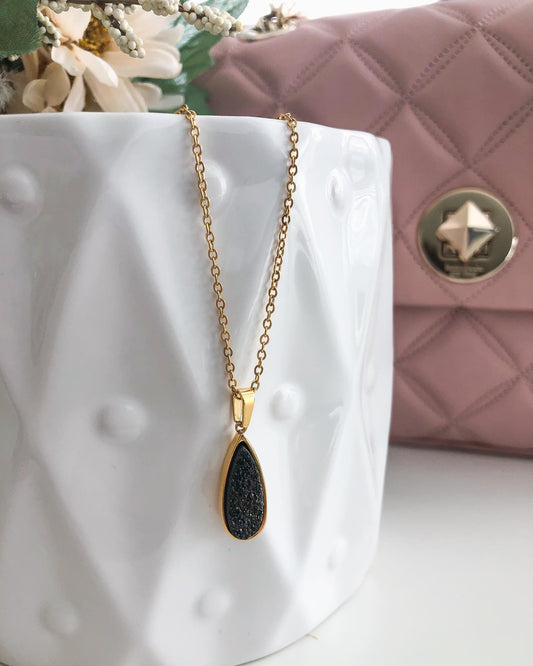 Kinsley Armelle-Druzy Collection Petite Raven Quartz Drop Necklace