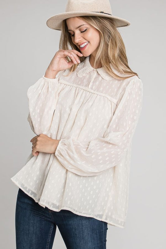 Allie Rose Champagne with Gold Accents Blouse