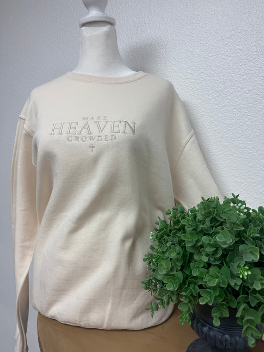 Make Heaven Crowded Embroidered Crew Neck