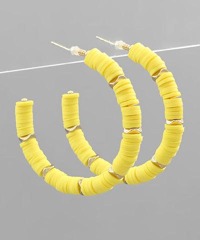 Rubber Disk Bead Hoops- Yellow
