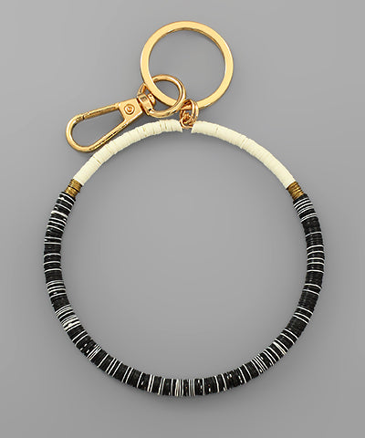 Sequin Circle Key Ring Bracelet- Black