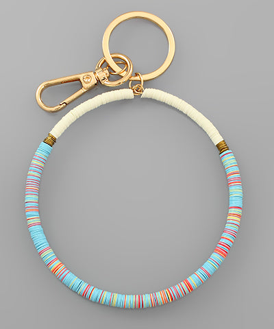 Sequin Circle Key Ring Bracelet- Blue