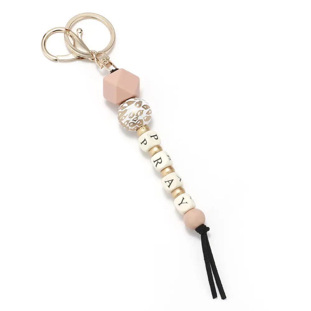 Bohemian Style Silicone Wooden Beaded Keychain | Ornament