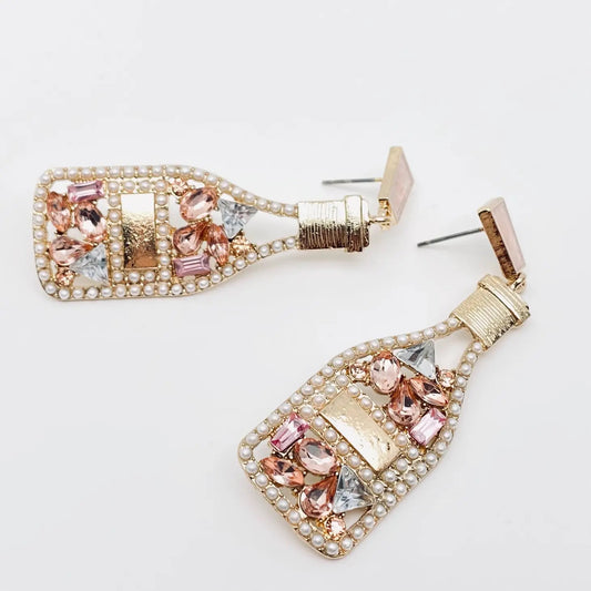 Hollow Rhinestone Bottle Stud Earrings