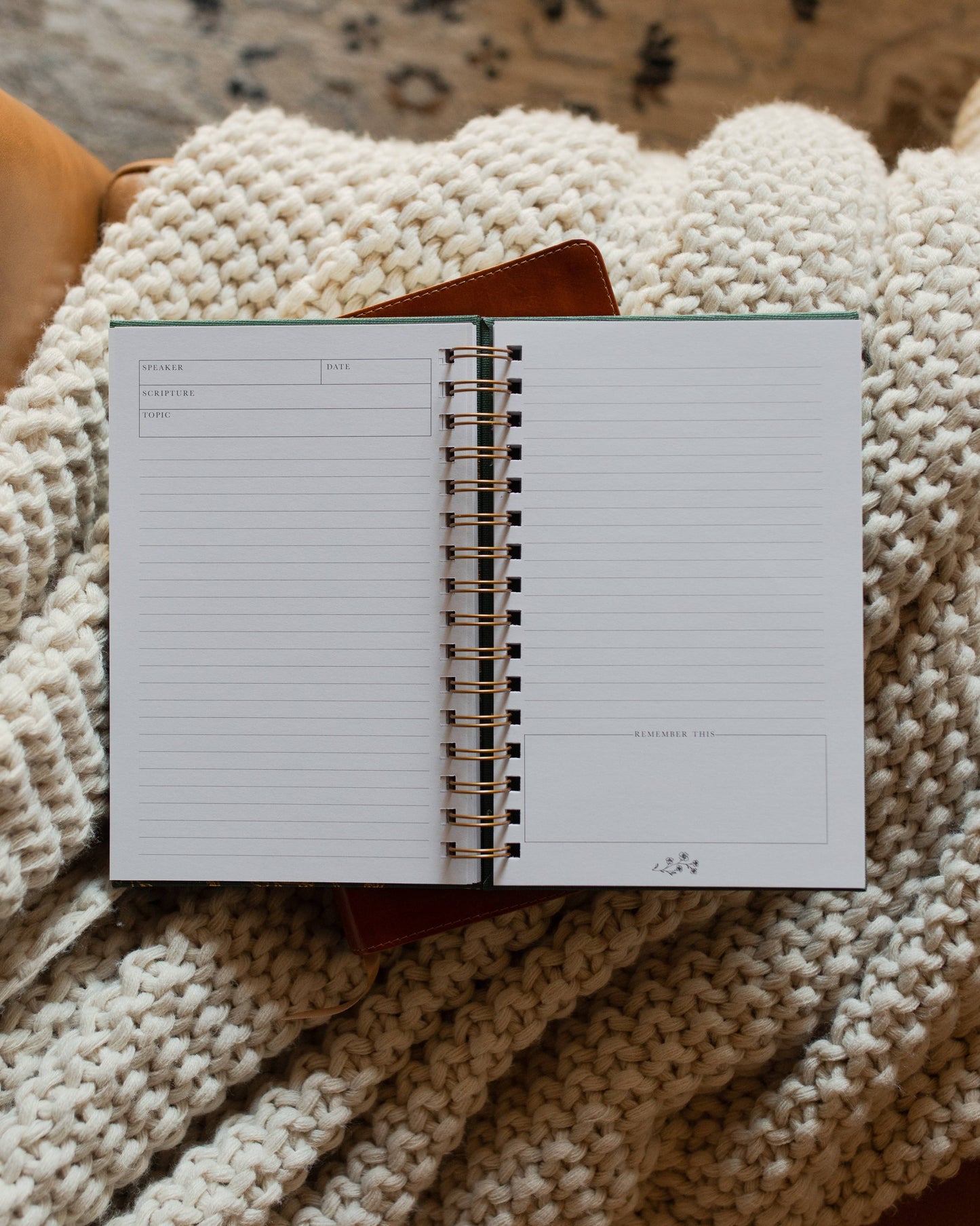 Sermon Notes Journal Green Floral
