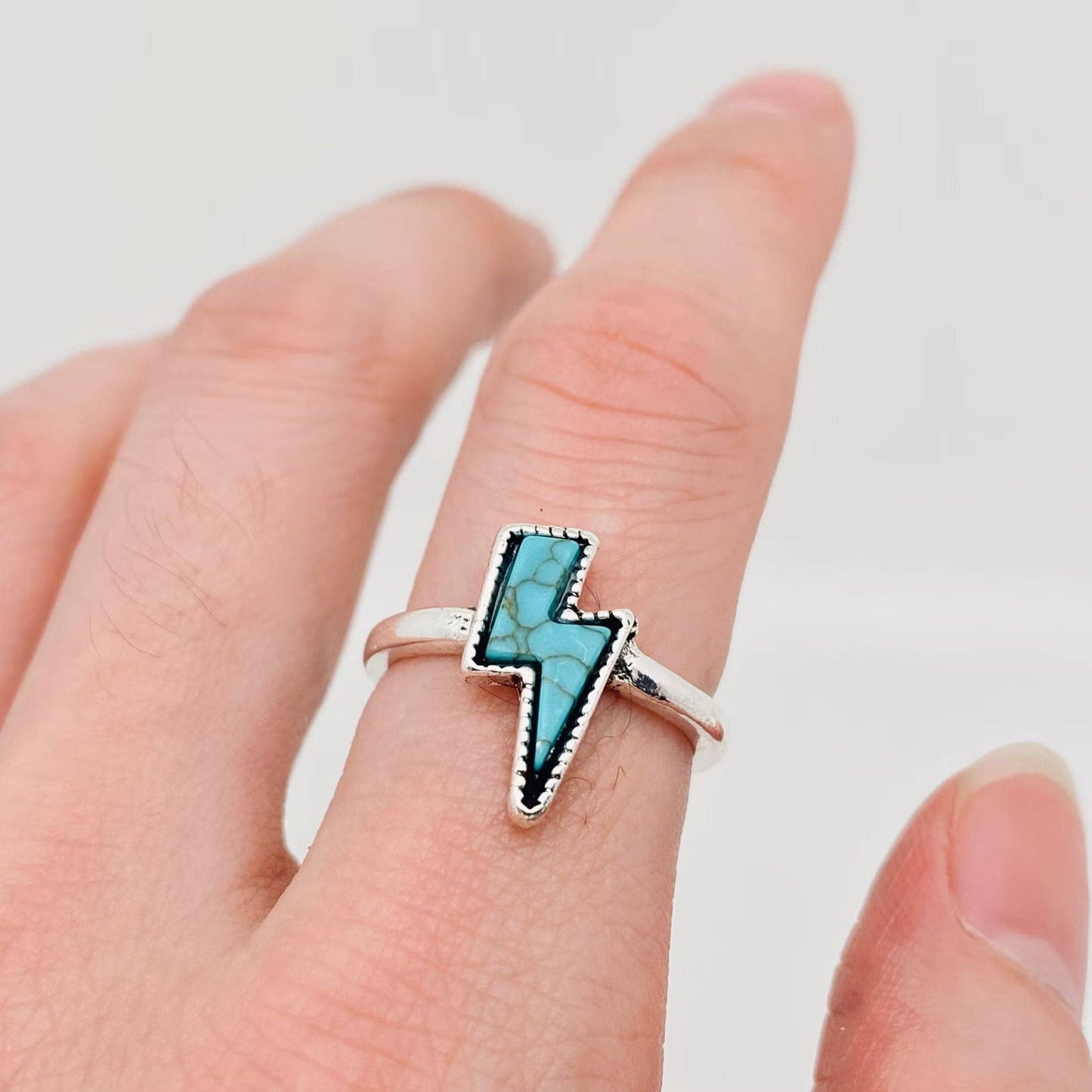 Bohemian Lightning Shape Turquoise Ring