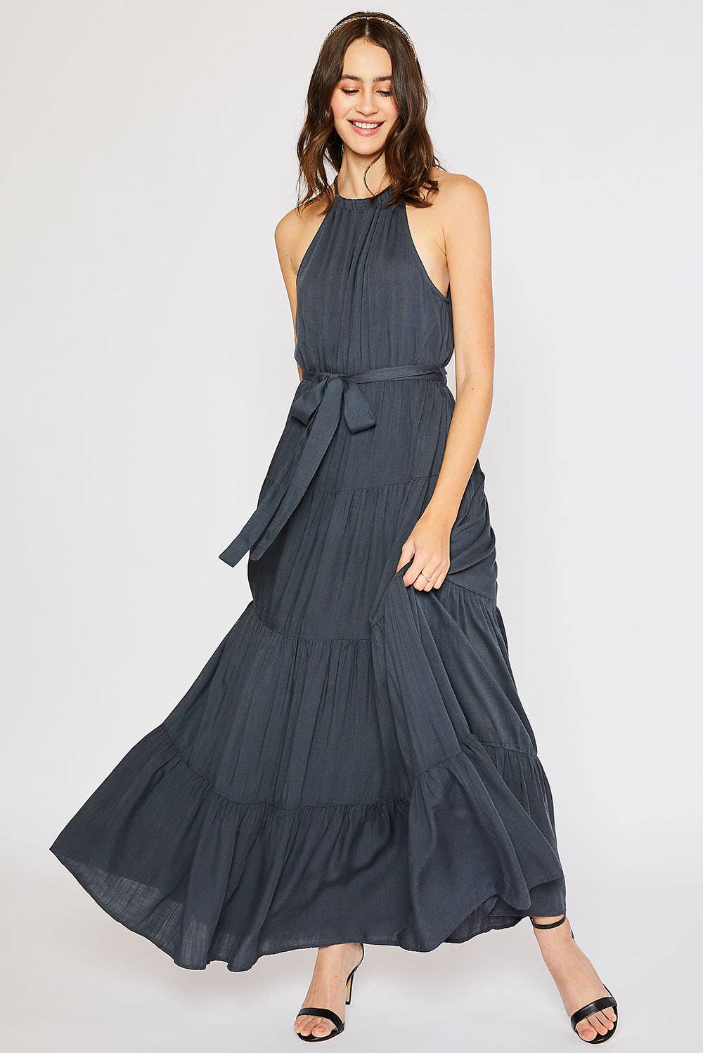 HALTER TIERED MAXI DRESS