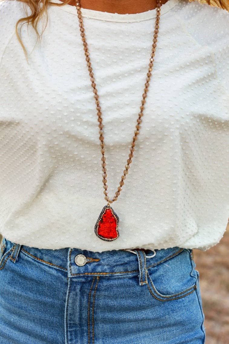 Red Stone Oval Necklace