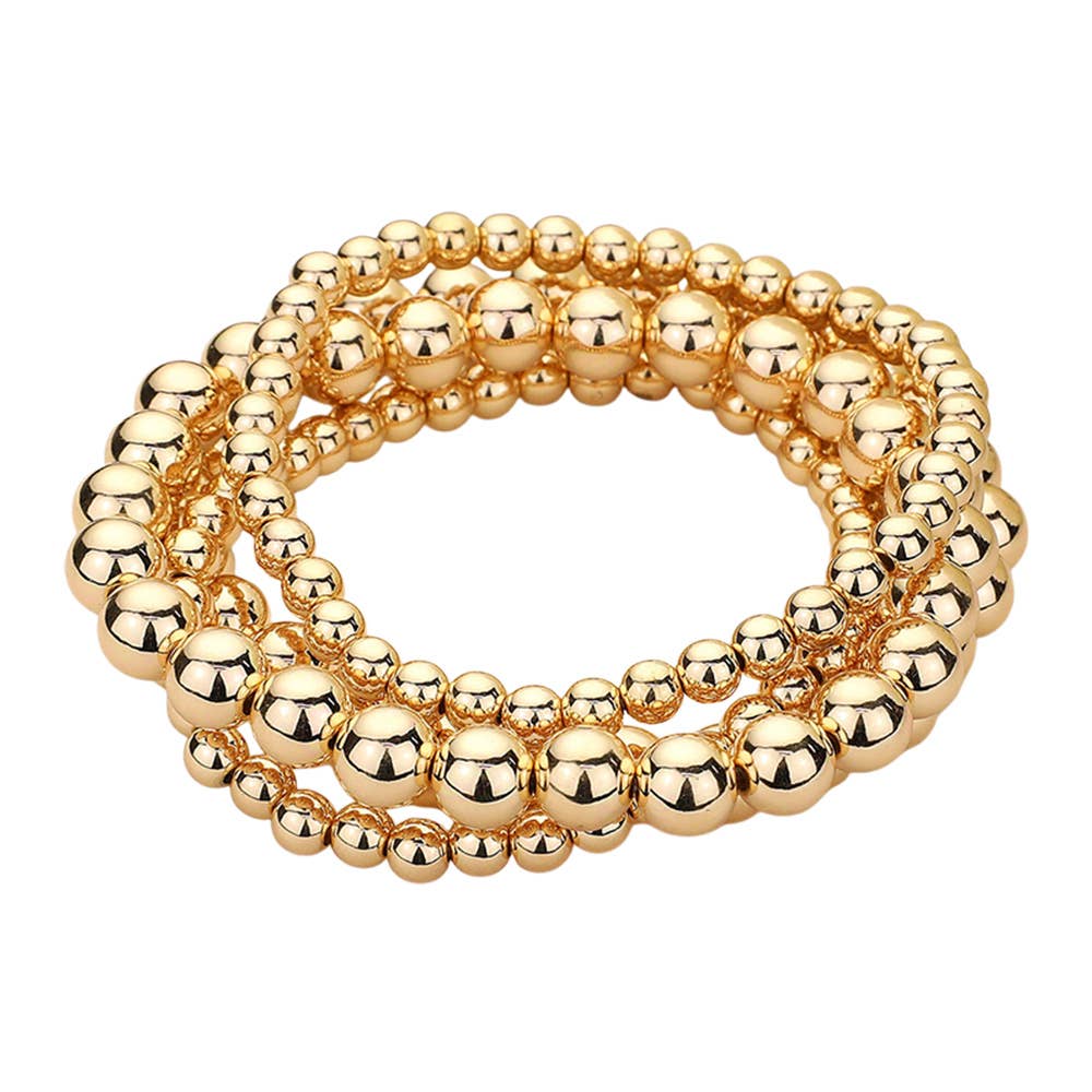 Metal Ball Stretch Multi Layered Bracelets