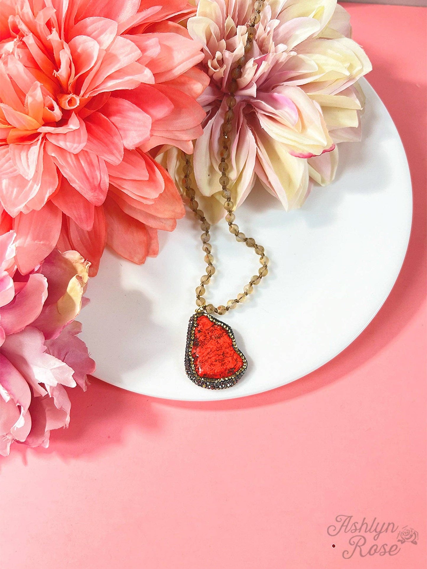 Red Stone Oval Necklace