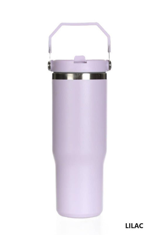 30OZ STAINLESS STEEL FLIP STRAW TUMBLER: Lilac