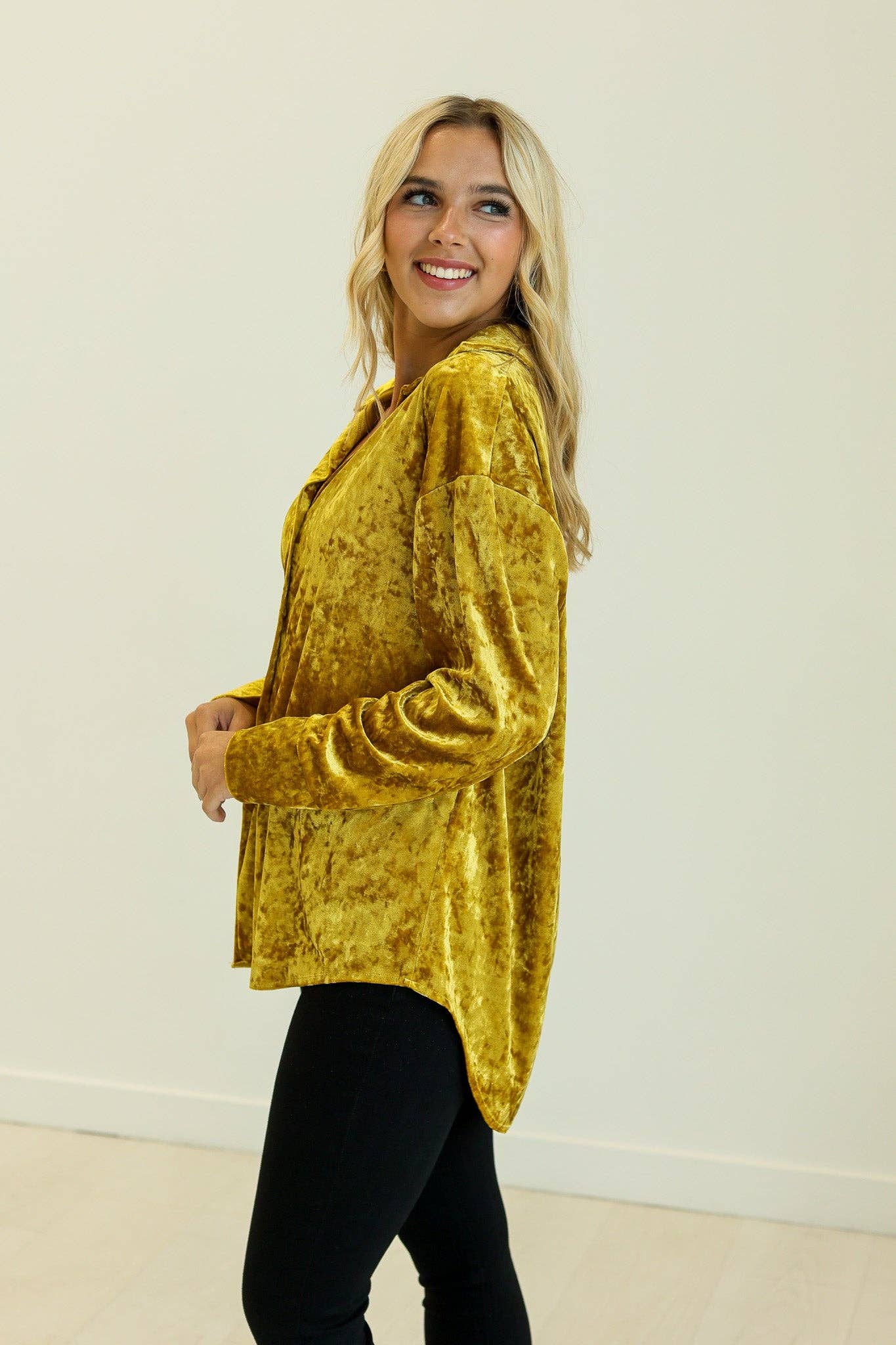 Kathryn Classic Velvet  Button-Up