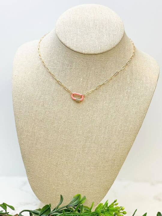 Glitzy Locked Link Pendant Necklace