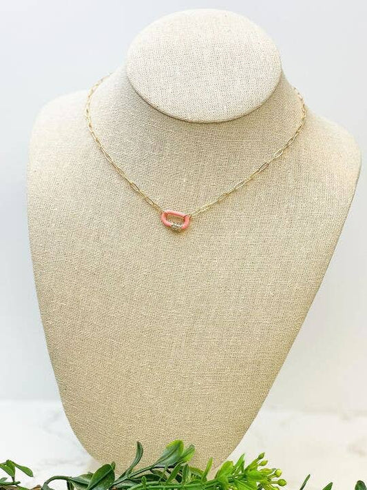 Glitzy Locked Link Pendant Necklace