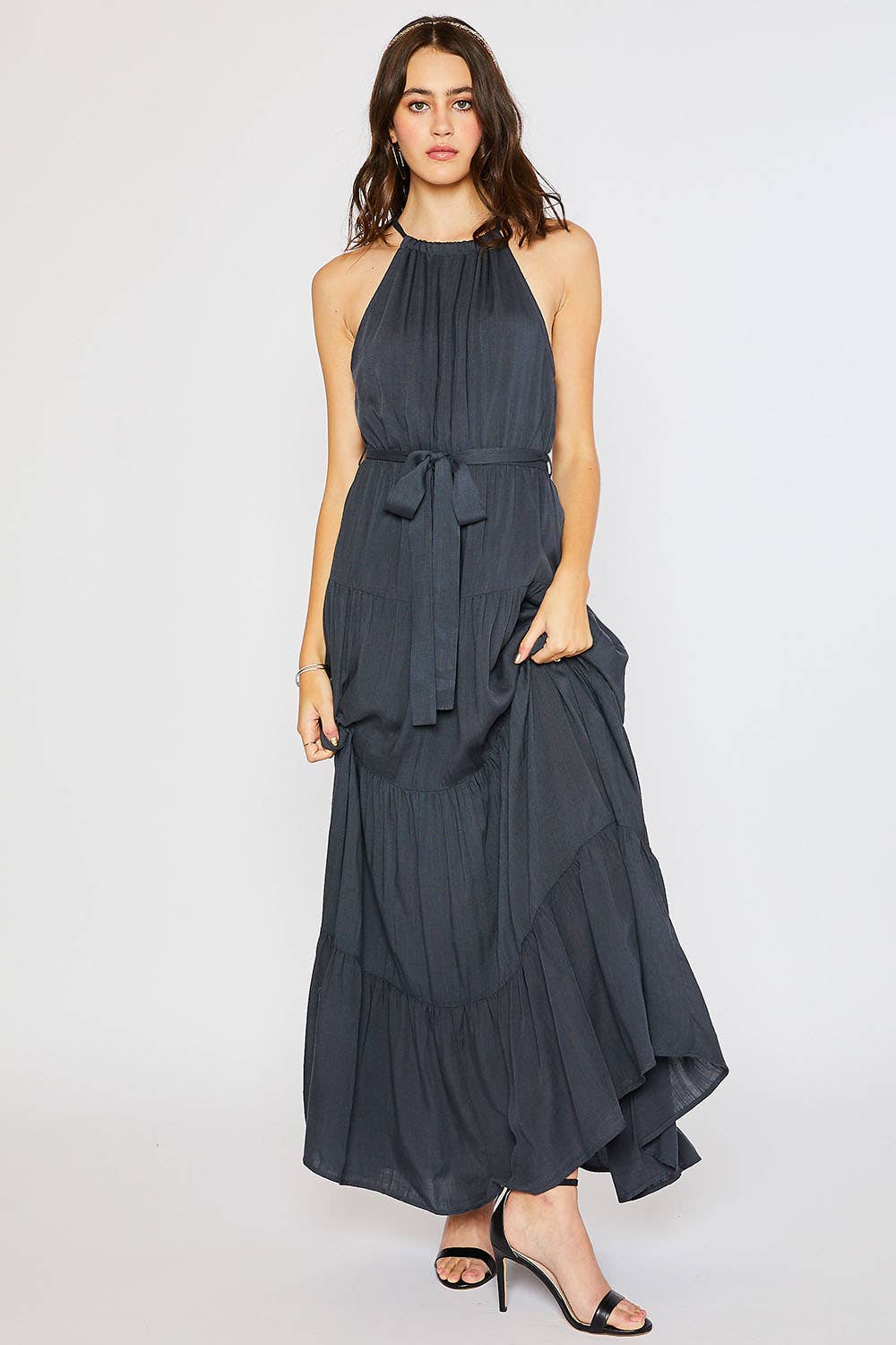 HALTER TIERED MAXI DRESS