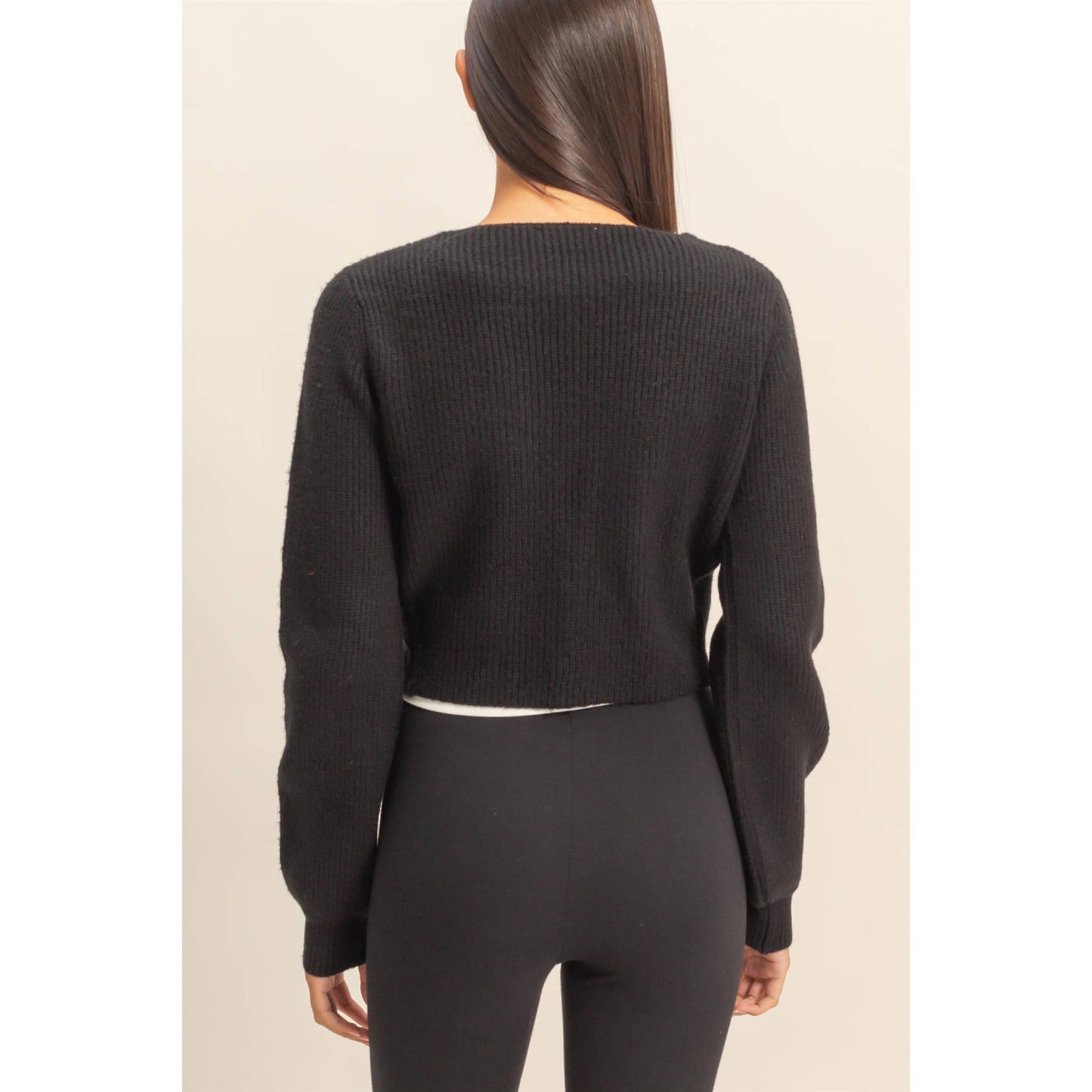 Tie-Front Cropped Sweater Top