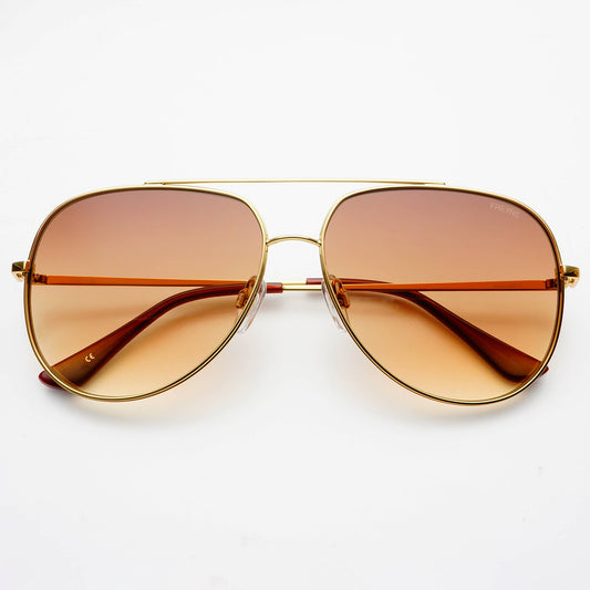 Max Mens Womens Aviator Sunglasses: Gold / Brown
