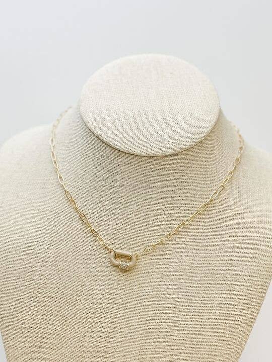 Glitzy Locked Link Pendant Necklace