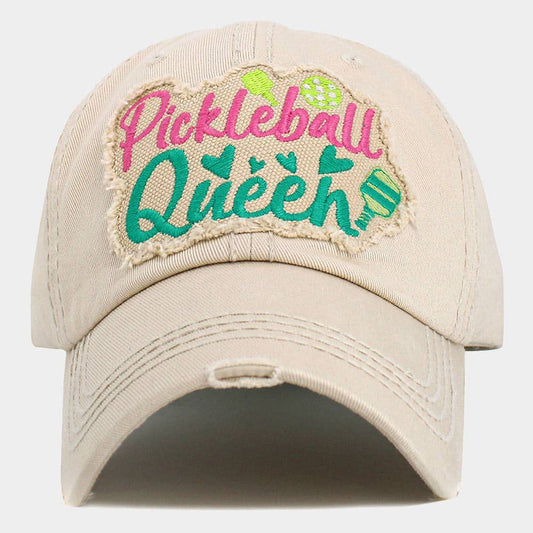 Pickleball Queen Patch Accented Vintage Baseball Cap