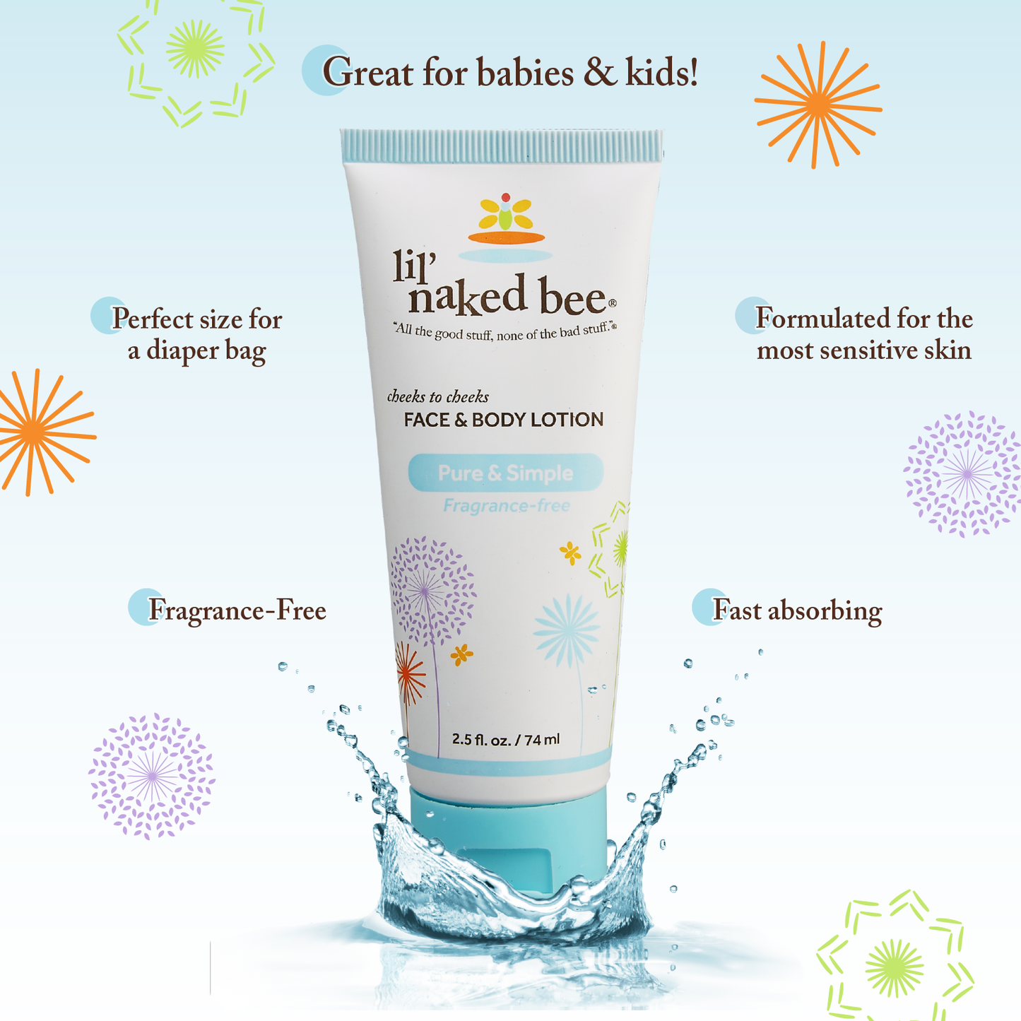 2.5 oz. Pure & Simple Cheeks to Cheeks Face & Body Lotion