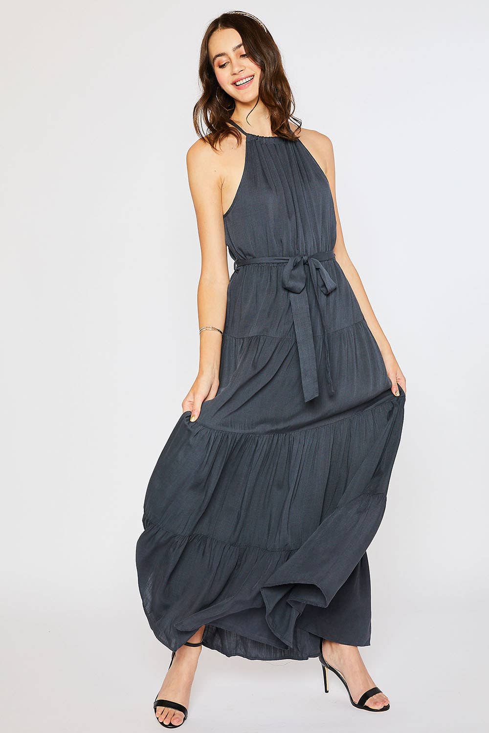 HALTER TIERED MAXI DRESS