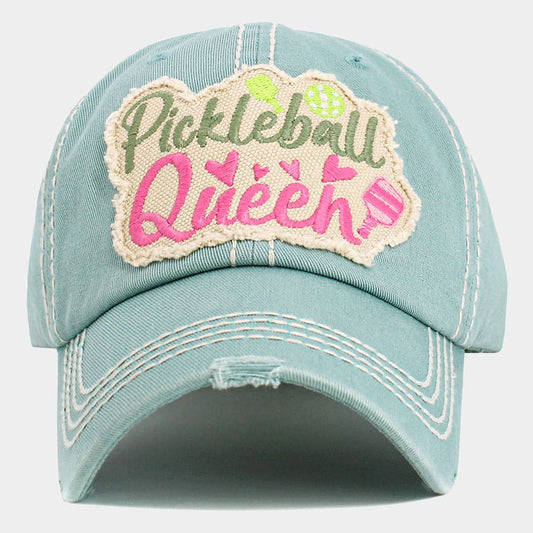 Pickleball Queen Patch Accented Vintage Baseball Cap