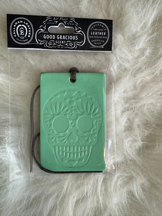 Sugar Skull Callahan Leather Car Freshie