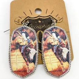 Bull Rider Dangle Earrings