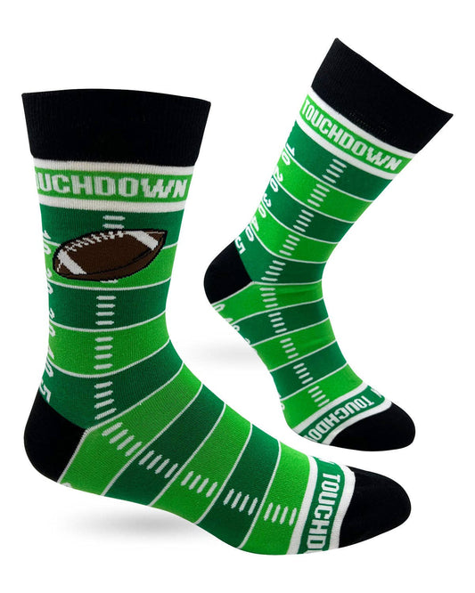 Touchdown Men's Novelty Crew Socks Featuring American Football Field