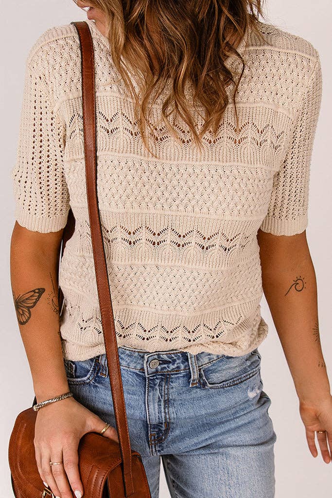 Patterned Pointelle Knit Top