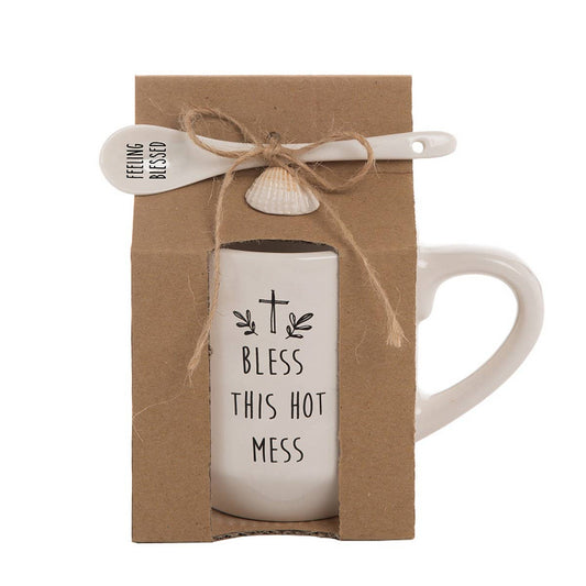Bless This Hot Mess Coffee Mug & Spoon Set