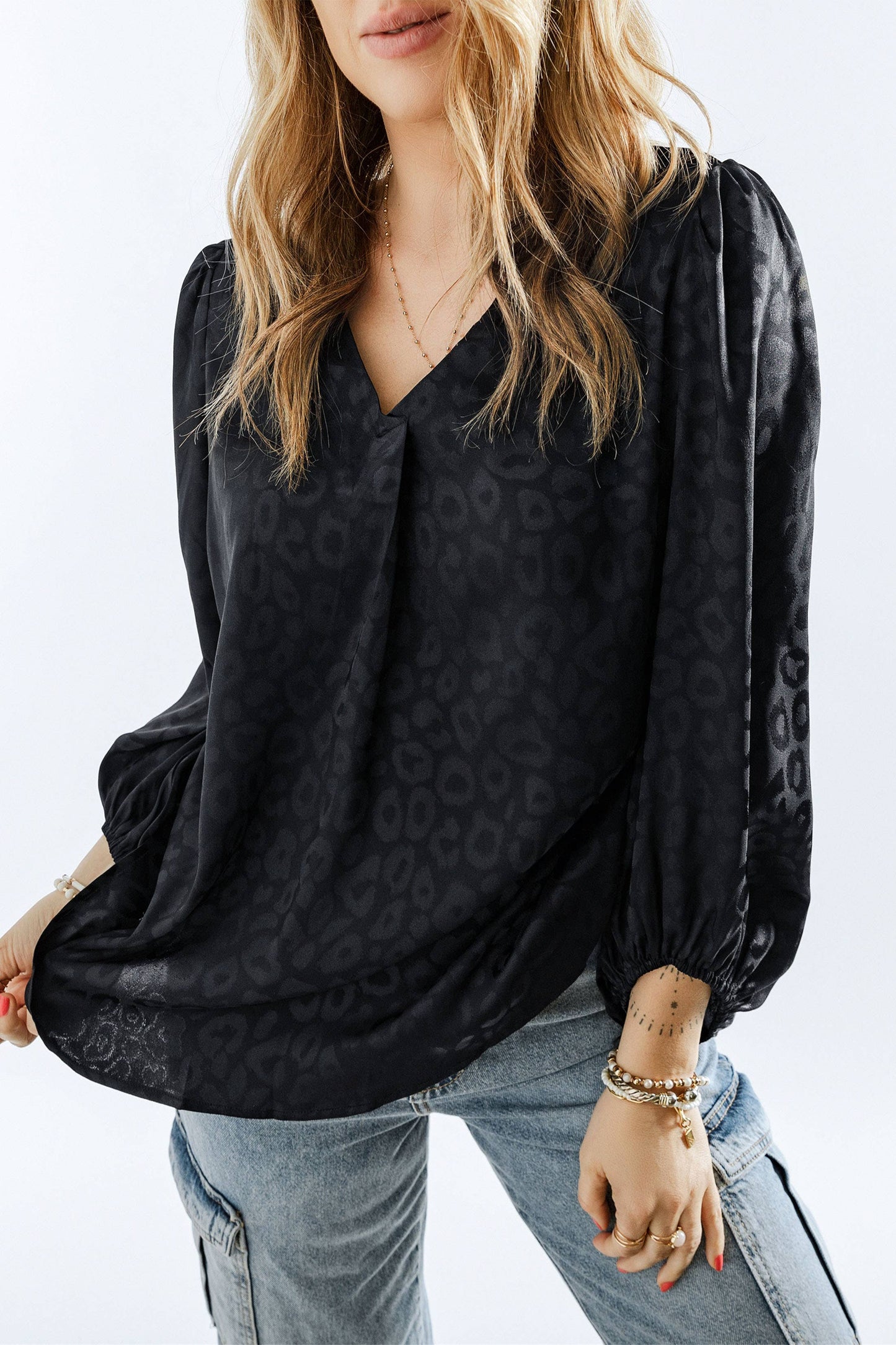 Leopard Embossed Blouse