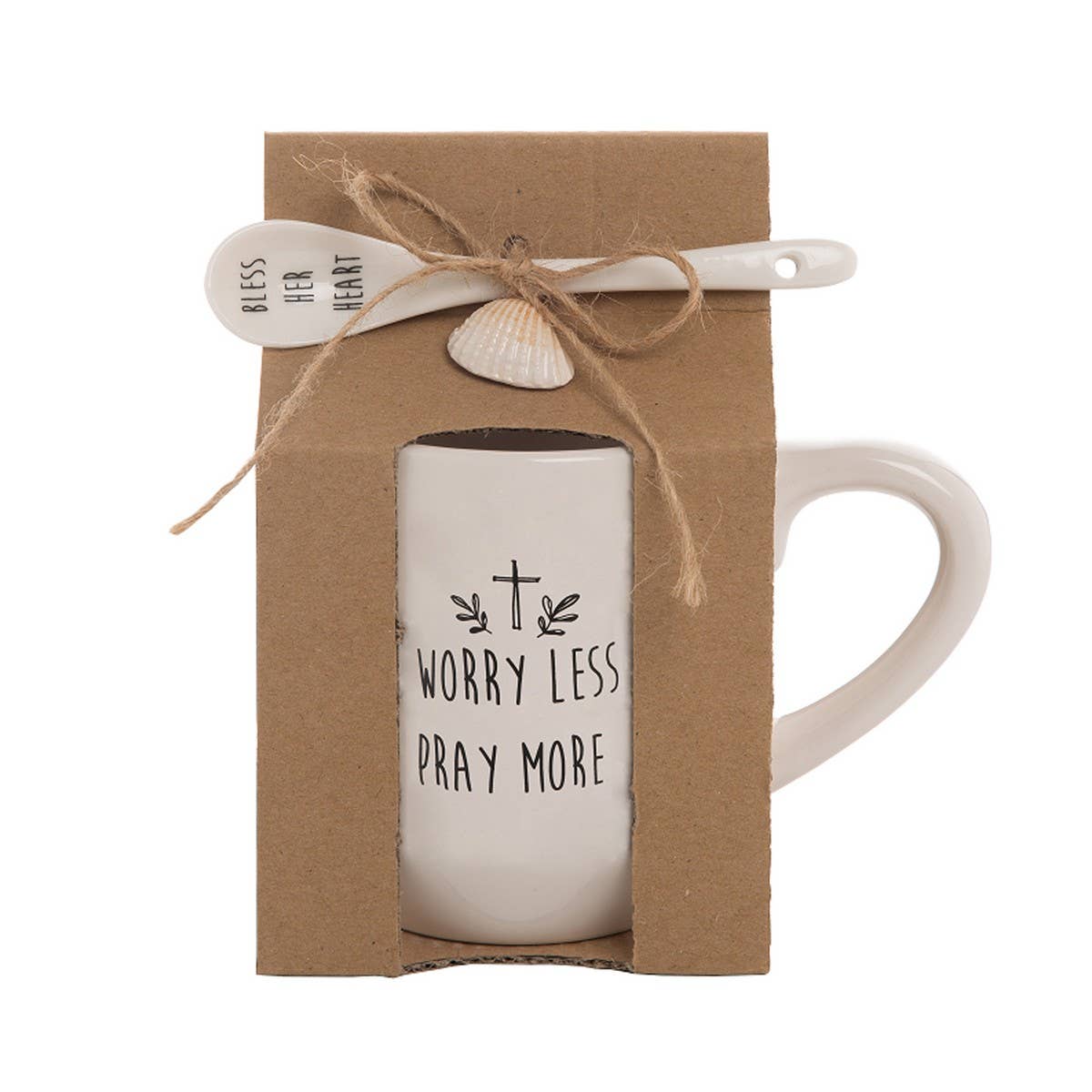 Worry Less Pray More Coffee Mug & Spoon Set
