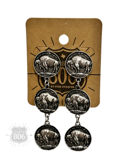Triple Buffalo Nickel Earrings