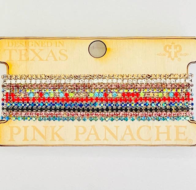 10-Strand Multicolor Rhinestone Stackable Bracelet