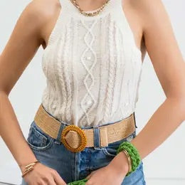 Oatmeal Cable Knit Top